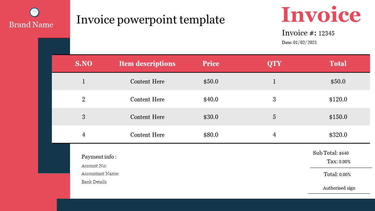 Invoice powerpoint template